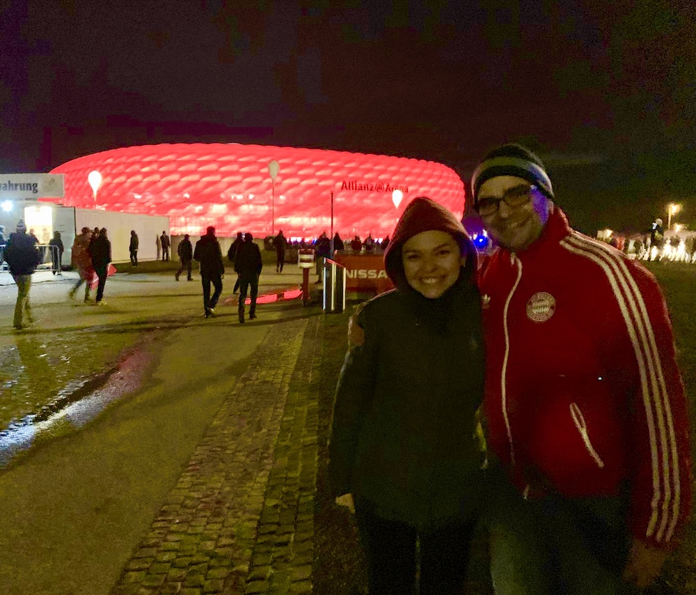 Outside Allianz Arena at night