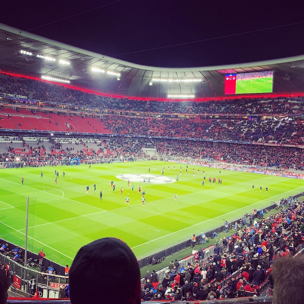 Inside Allianz during Champions League warm-up